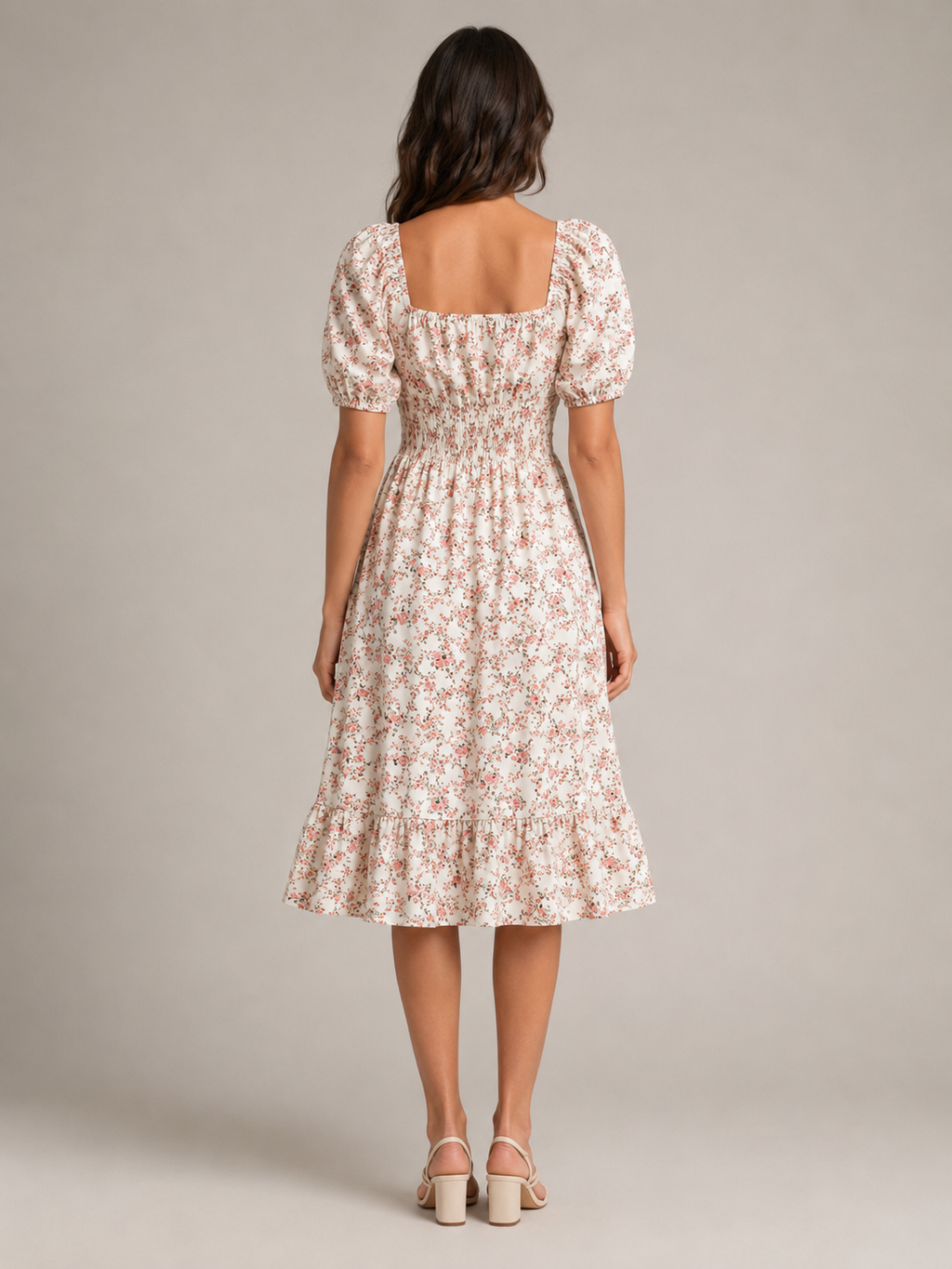 Floral dress with puff sleeves for women – Soleya
