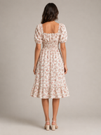 Floral dress with puff sleeves for women – Soleya