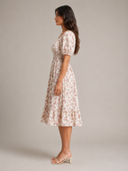 Floral dress with puff sleeves for women – Soleya