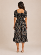 Floral dress with puff sleeves for women – Soleya