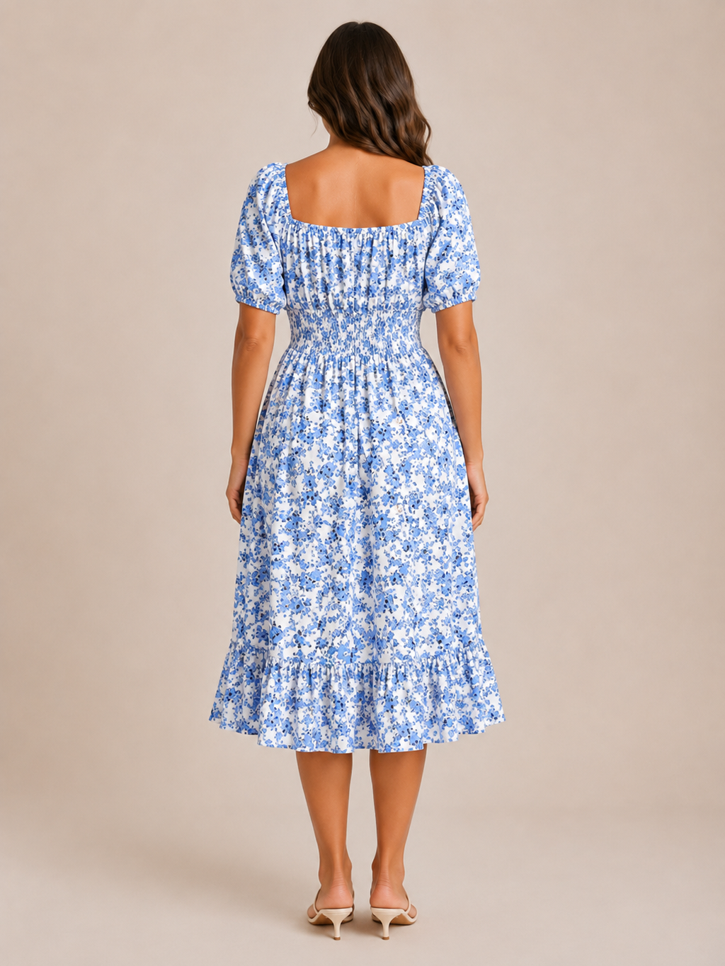 Floral dress with puff sleeves for women – Soleya
