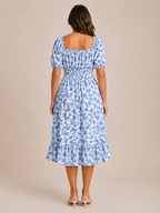 Floral dress with puff sleeves for women – Soleya