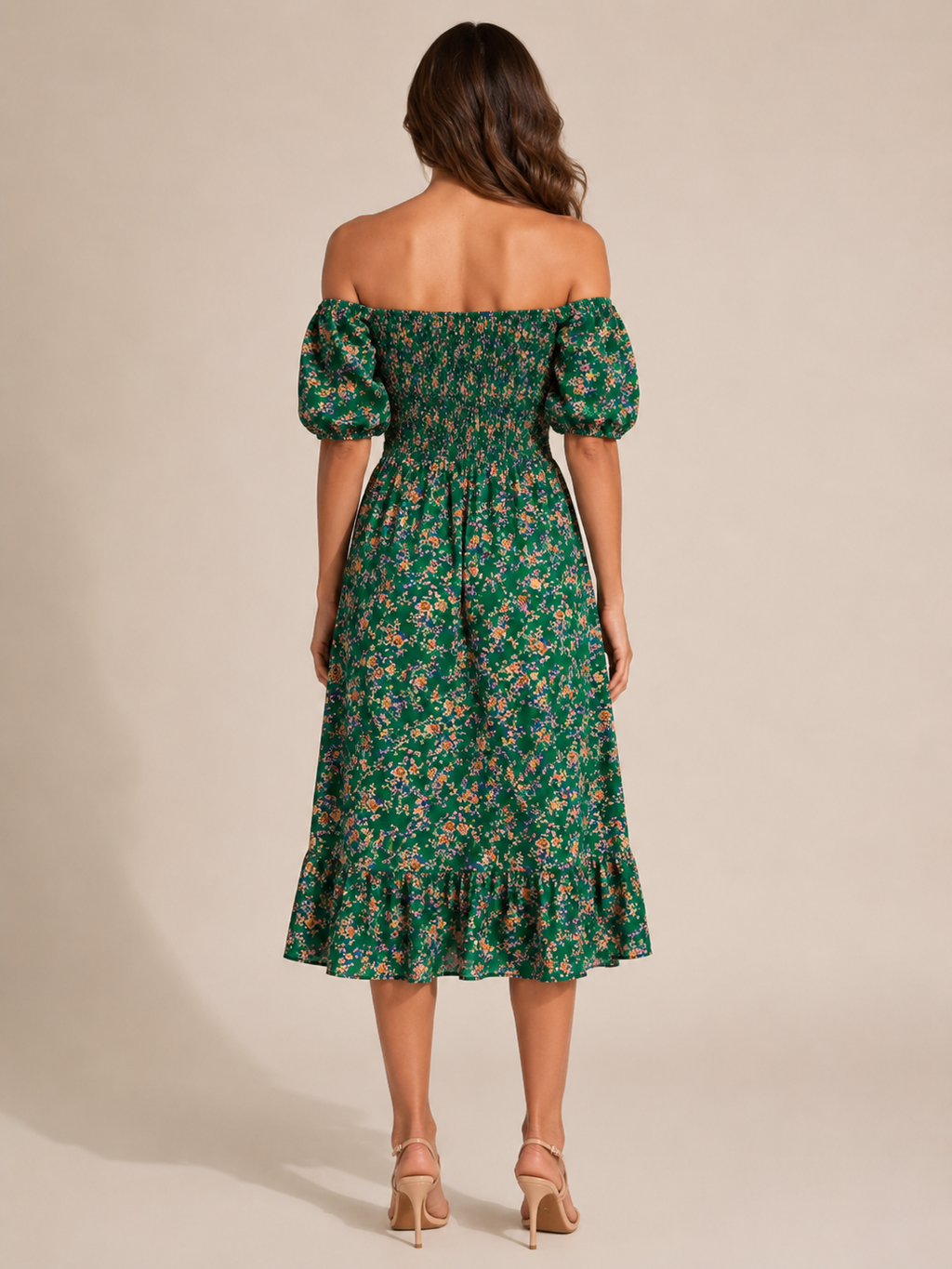 Floral dress with puff sleeves for women – Soleya