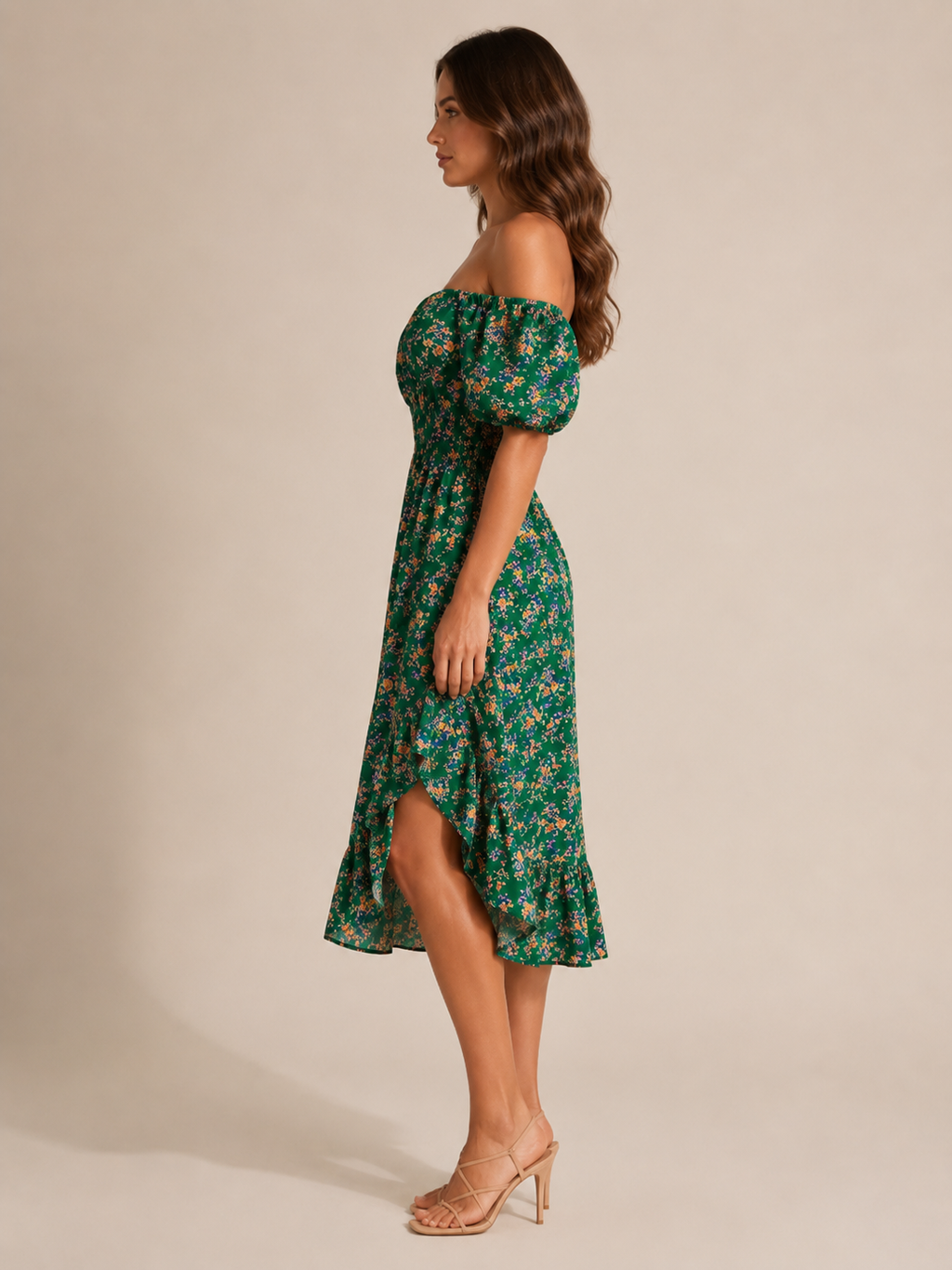 Floral dress with puff sleeves for women – Soleya