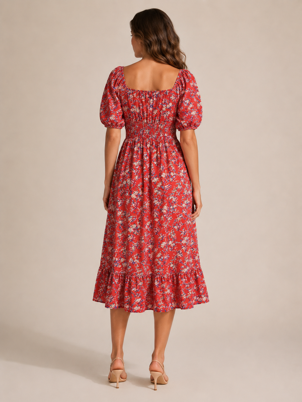 Floral dress with puff sleeves for women – Soleya
