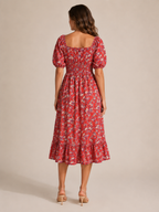 Floral dress with puff sleeves for women – Soleya