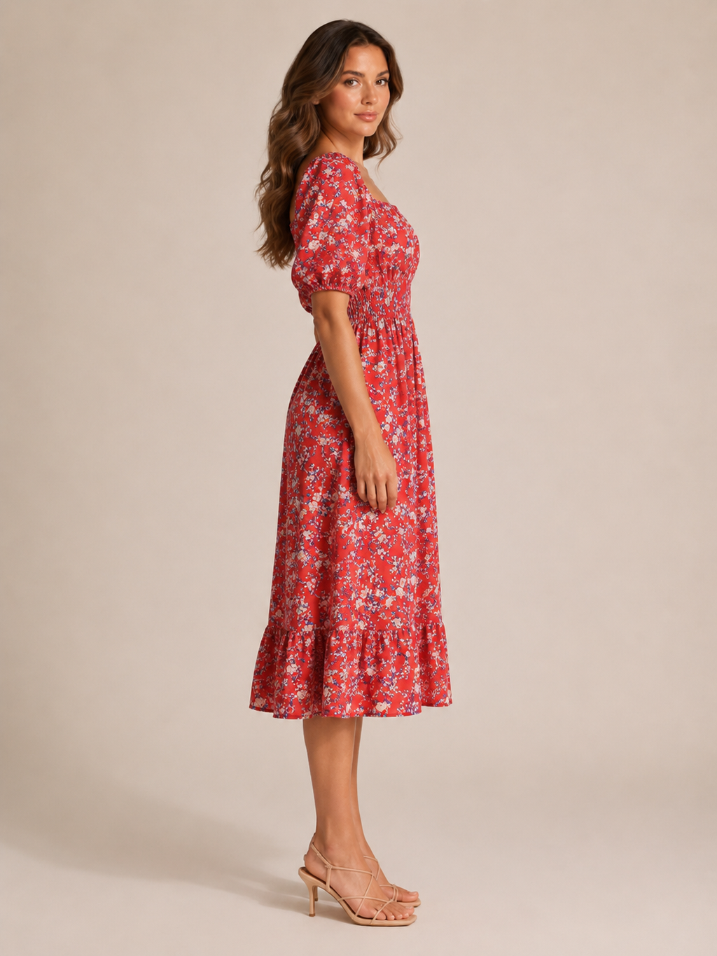 Floral dress with puff sleeves for women – Soleya