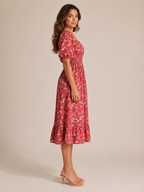 Floral dress with puff sleeves for women – Soleya