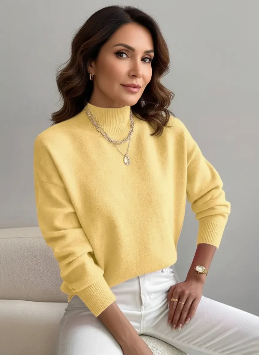 Ember | Damska miękka dzianinowa bluzka – elegancki sweter z golfem