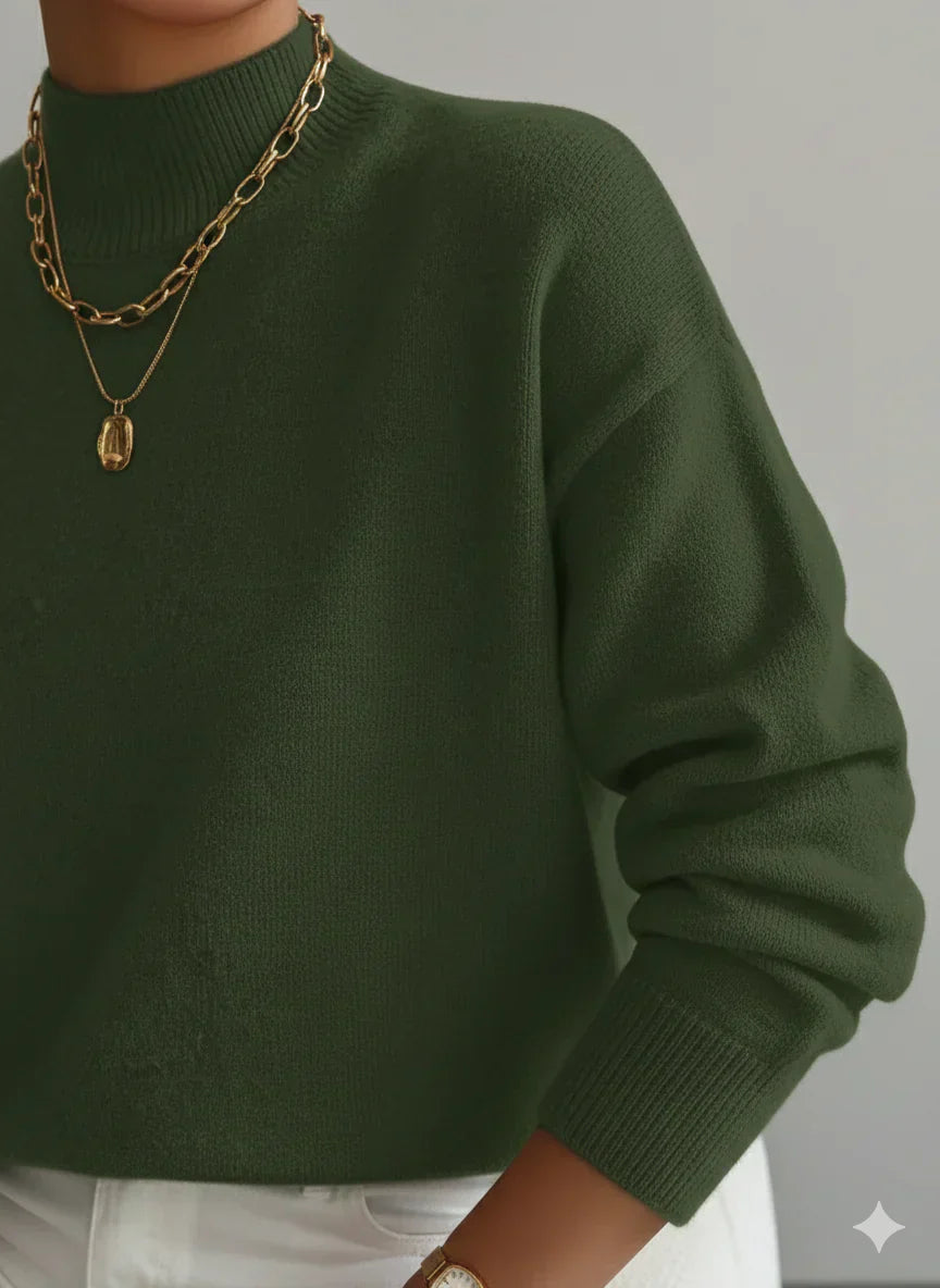Ember | Damska miękka dzianinowa bluzka – elegancki sweter z golfem