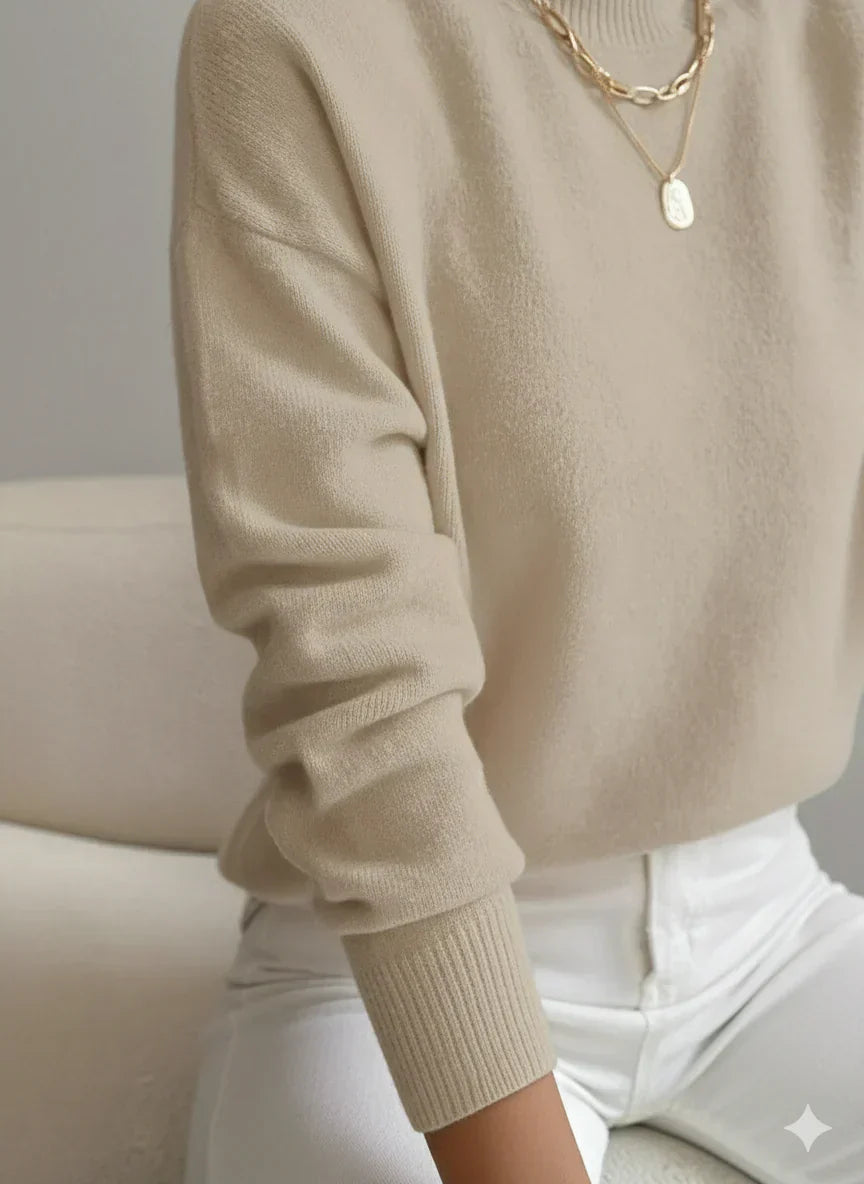 Ember | Damska miękka dzianinowa bluzka – elegancki sweter z golfem