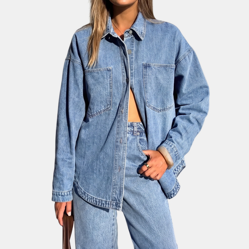 Camellia | Damska kurtka dżinsowa w stylu oversize – sprana bawełna, luźny krój