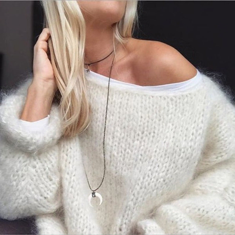 Evindra | Damski oversize’owy sweter szydełkowy – miękki, luźny sweter w stylu boho