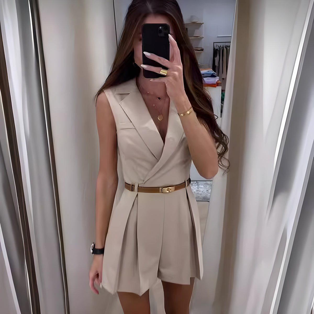 Caelisse | Elegancki damski kombinezon bez rękawów w stylu marynarki – dopasowany krój
