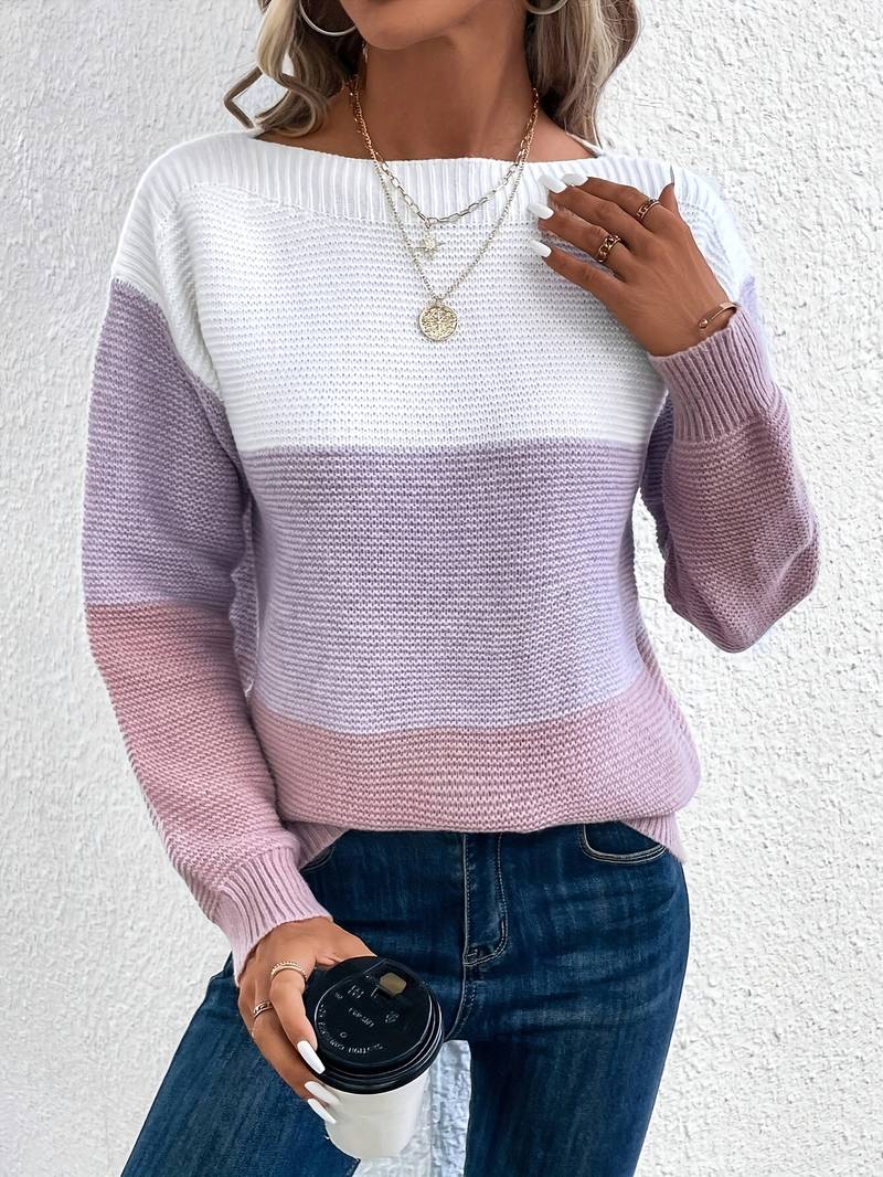 Adelina | Kolorowy damski sweter z okrągłym dekoltem – wygodny i elegancki sweter