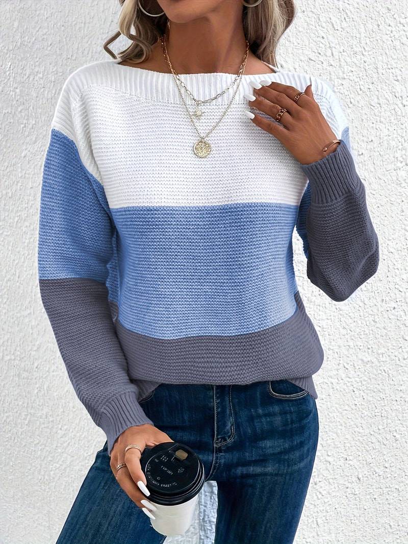 Adelina | Kolorowy damski sweter z okrągłym dekoltem – wygodny i elegancki sweter