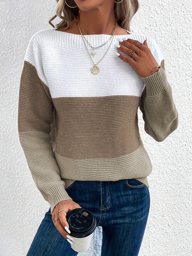 Adelina | Kolorowy damski sweter z okrągłym dekoltem – wygodny i elegancki sweter