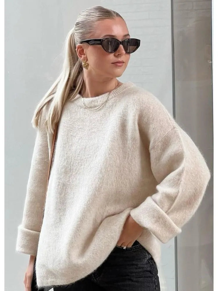 Elizandra | Damska sweter z dzianiny w stylu oversize – wygodny sweter o luźnym kroju