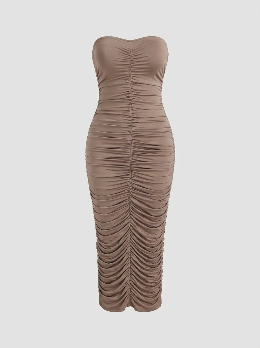 Elarielle | Elegancka sukienka damska o długości midi – zwiewna sukienka bez rękawów