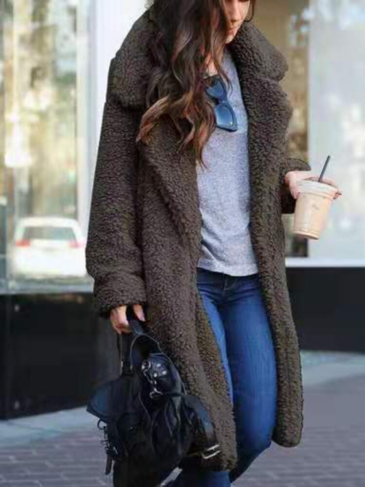 Clotilde | Women's Long Teddy Coat – Soft, Plush Oversized Jacket