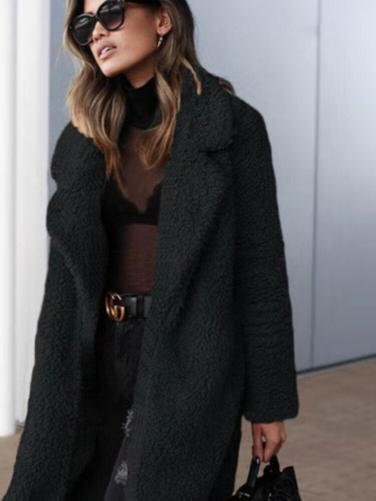 Clotilde | Women's Long Teddy Coat – Soft, Plush Oversized Jacket