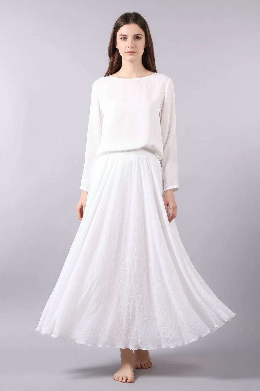 Spódnica maxi z wysokim stanem i luźną linią dla kobiet – elegancka, długa sylwetka