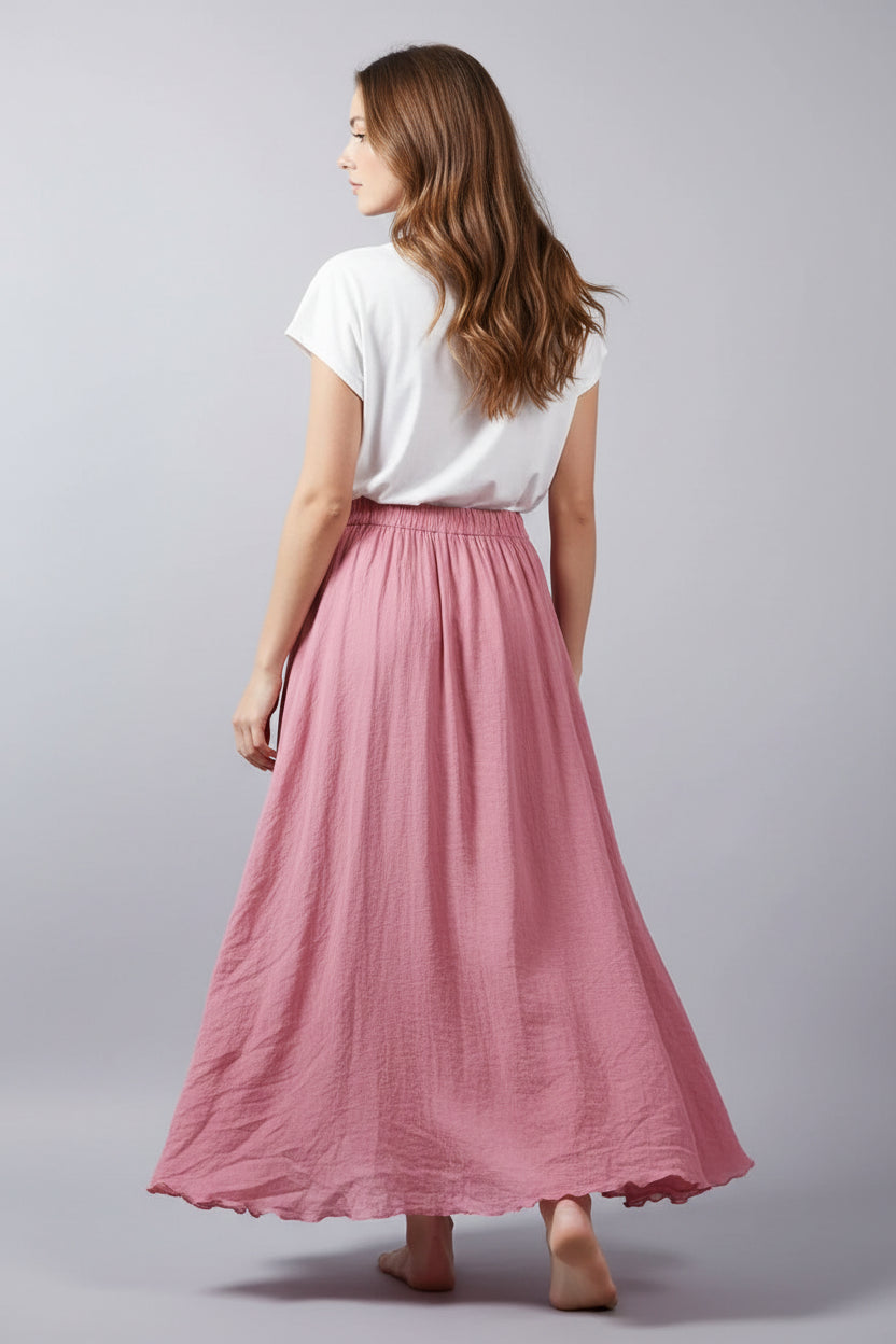 Spódnica maxi z wysokim stanem i luźną linią dla kobiet – elegancka, długa sylwetka