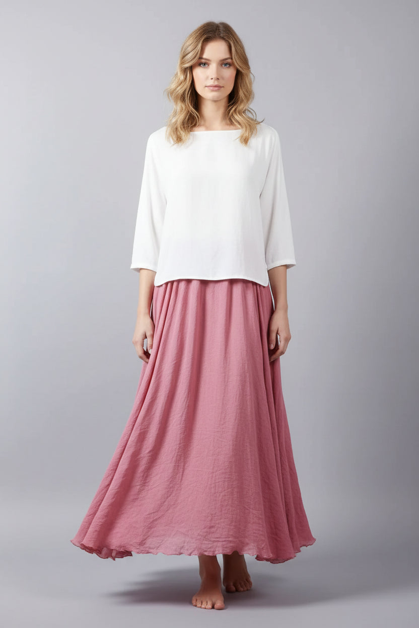 Spódnica maxi z wysokim stanem i luźną linią dla kobiet – elegancka, długa sylwetka