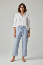 Women's high-waisted striped palazzo trousers – wide leg with pockets