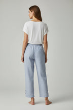Women's high-waisted striped palazzo trousers – wide leg with pockets