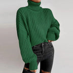 Zinnia | Damski oversize’owy sweter dzianinowy z golfem
