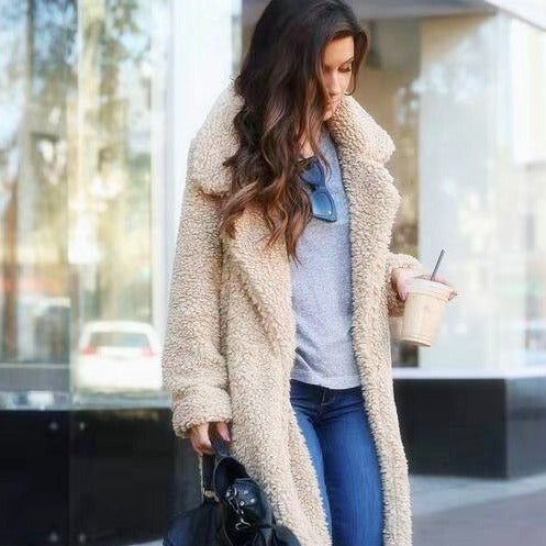 Clotilde | Długi płaszcz typu teddy dla kobiet – miękka, pluszowa kurtka w stylu oversize