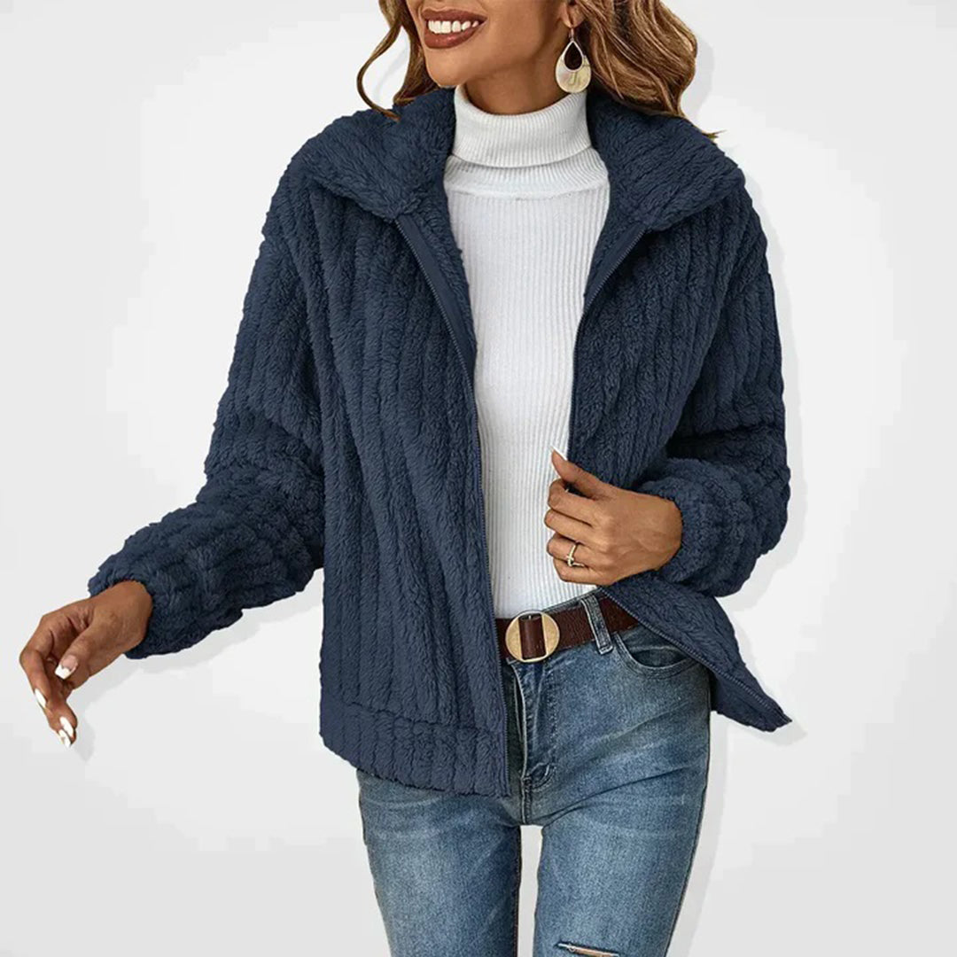 Xylena | Long Fleece Sweatshirt for Women with Zipper – Warm Casual Outdoor Pullover Jacket