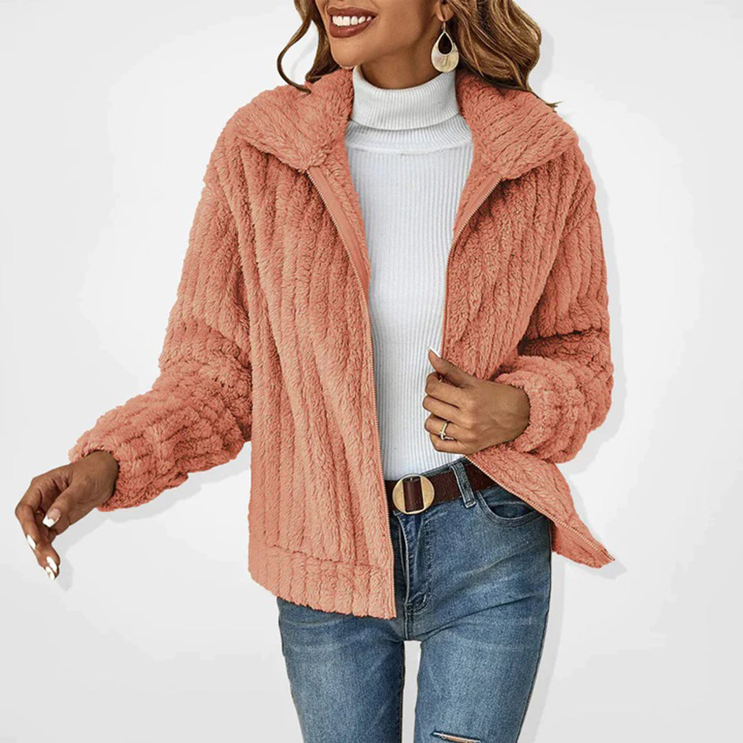Xylena | Long Fleece Sweatshirt for Women with Zipper – Warm Casual Outdoor Pullover Jacket