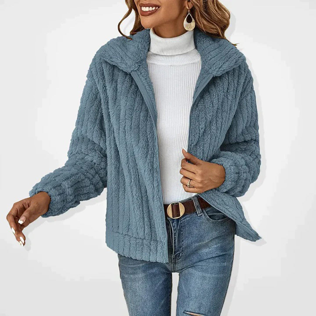 Xylena | Long Fleece Sweatshirt for Women with Zipper – Warm Casual Outdoor Pullover Jacket