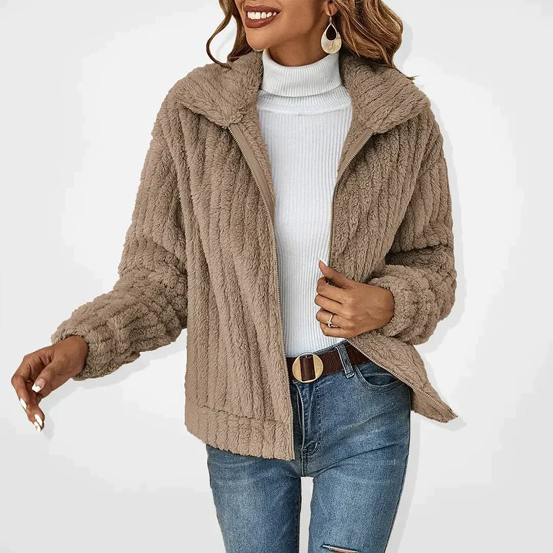 Xylena | Long Fleece Sweatshirt for Women with Zipper – Warm Casual Outdoor Pullover Jacket