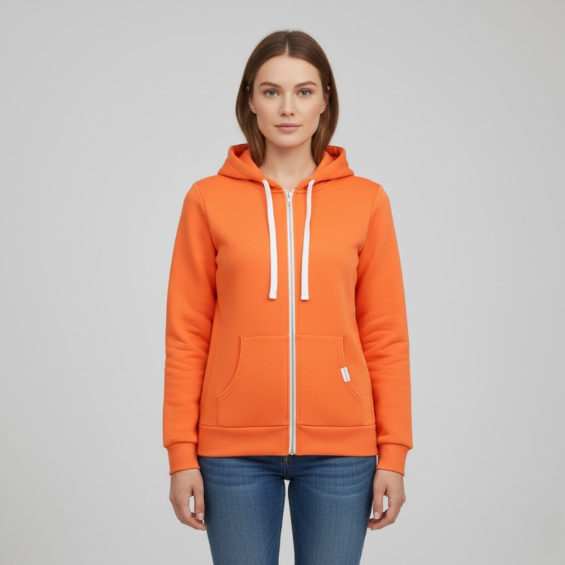 Damska zimowa bluza z kapturem zapinana na zamek – ciepła kurtka z kapturem zapewniająca codzienny komfort