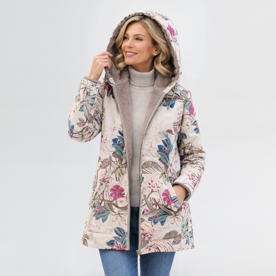 Nereida | Damska kurtka w stylu vintage z kwiatowym wzorem – luźny krój