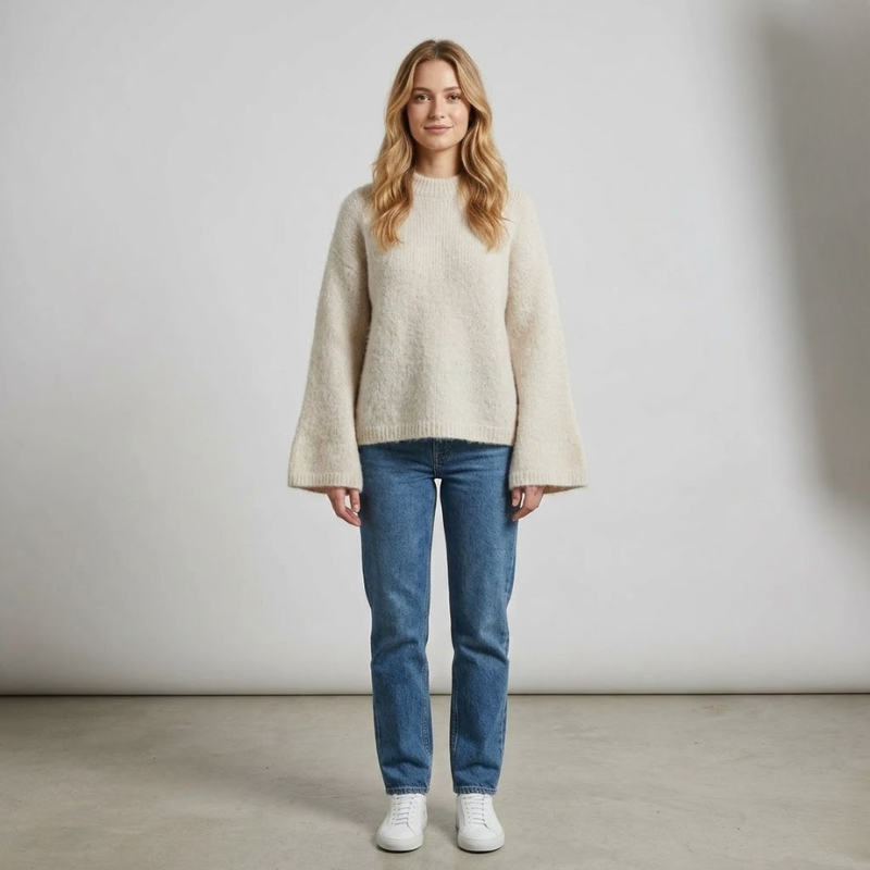 Przytulny damski sweter z okrągłym dekoltem – miękki, najwyższej jakości sweter z mieszanki moheru