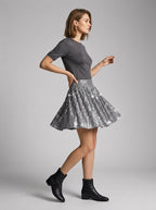 Faelith | Dames Skort met Pailletten – Uitlopende Minirok met Hoge Taille en Zakjes