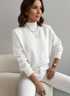 Ember | Damska miękka dzianinowa bluzka – elegancki sweter z golfem