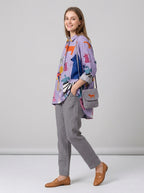 Ilyssia | Damska bluzka oversize z nadrukiem psa – długi rękaw, miękka bawełna, casualowy fason