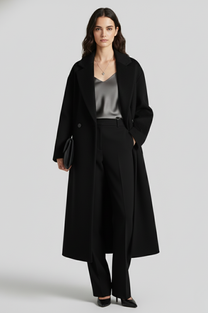 Bellara | Women's oversized coat – classic lapel collar