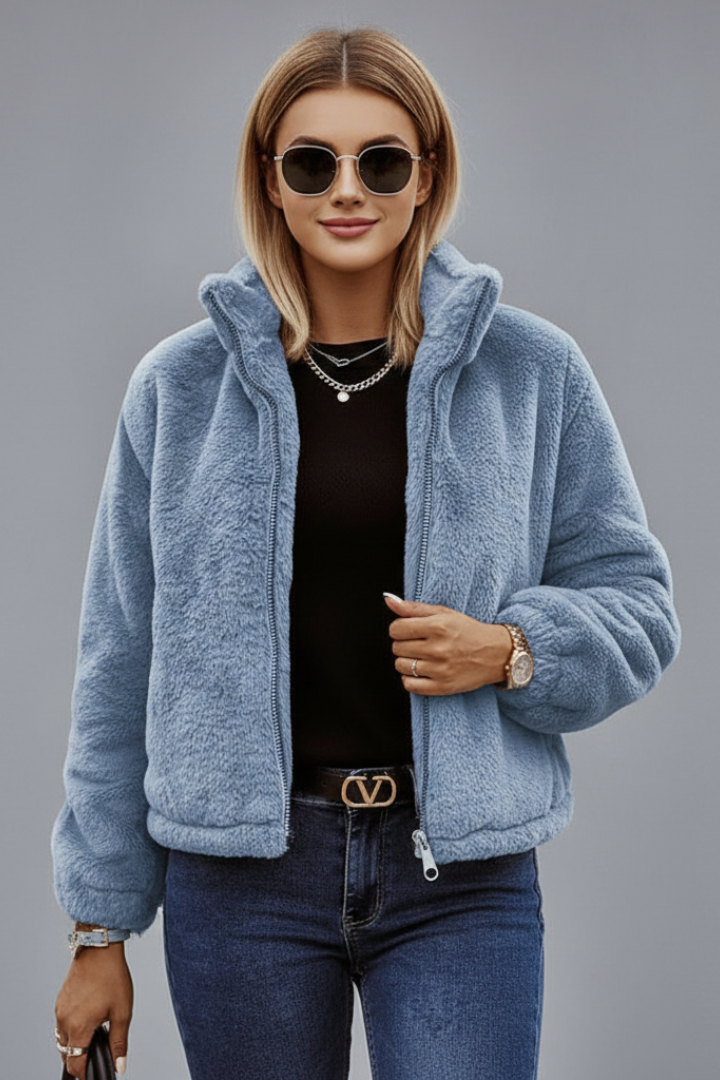 Valessia | Textured Women's Jacket – front zip, long sleeves