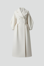 Adrianna | Damski elegancki długi płaszcz z kołnierzem typu lapel – klasyczny płaszcz midi