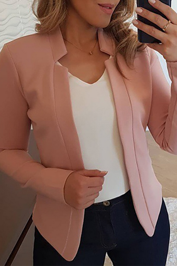 Mirela | Elegancki różowy płaszcz damski – dopasowany płaszcz jednorzędowy