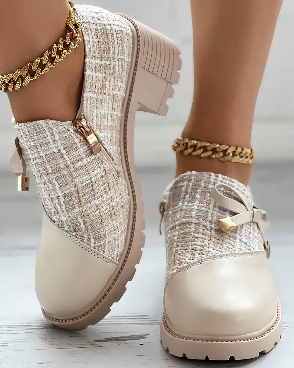 Ksenia | Damskie buty na niskim obcasie z koronkowymi wykończeniami – eleganckie buty na co dzień