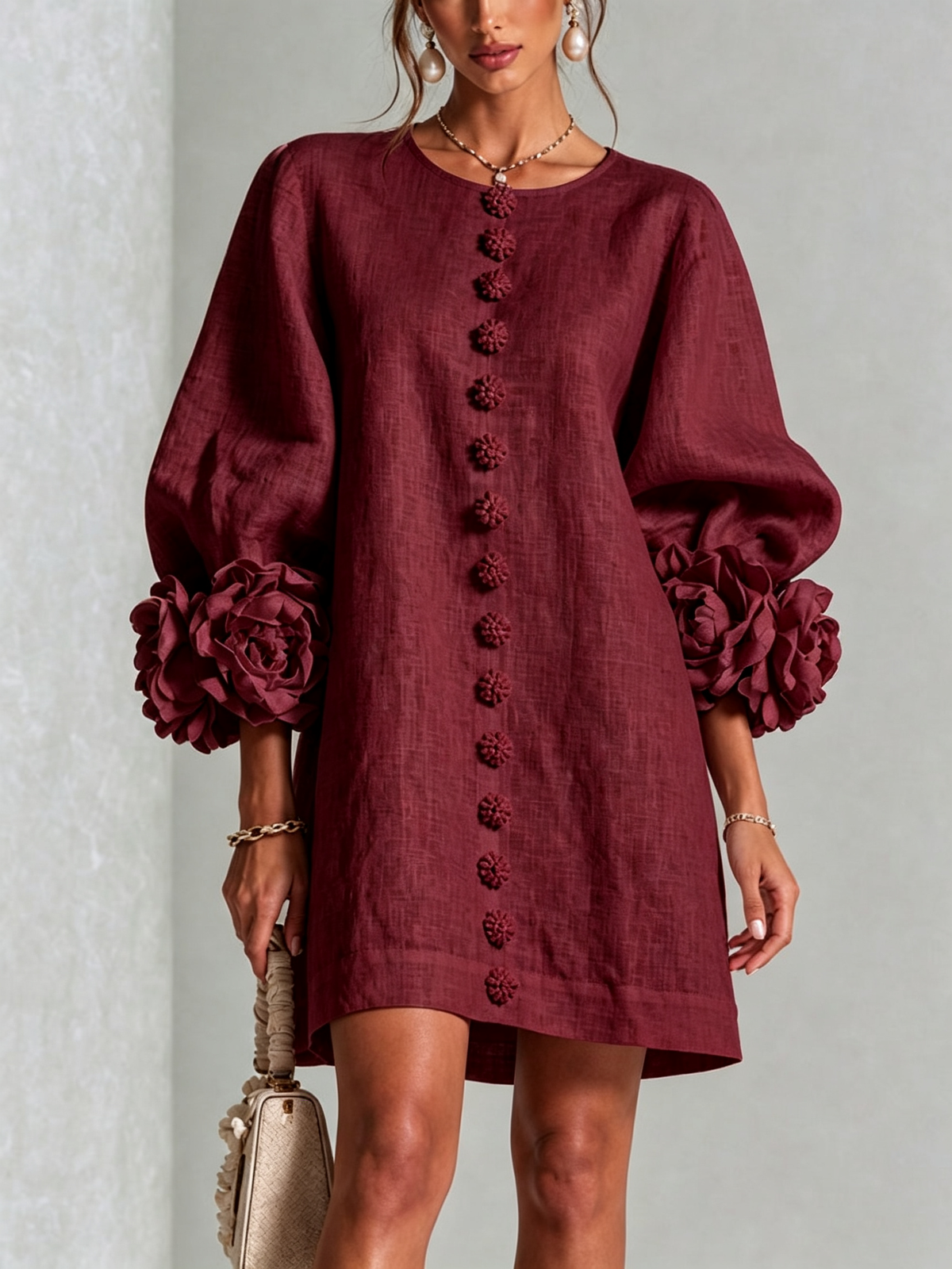 Zarelle | Women's cotton and linen mini dress – A-line cut