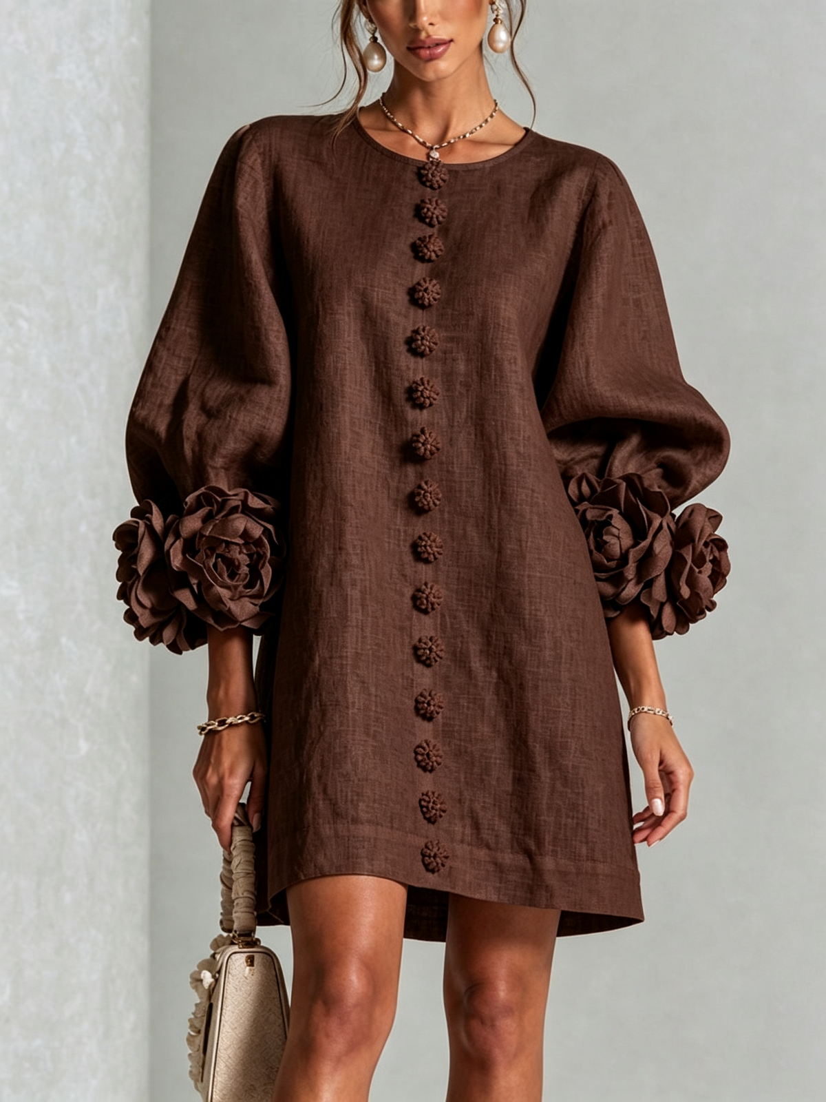 Zarelle | Women's cotton and linen mini dress – A-line cut