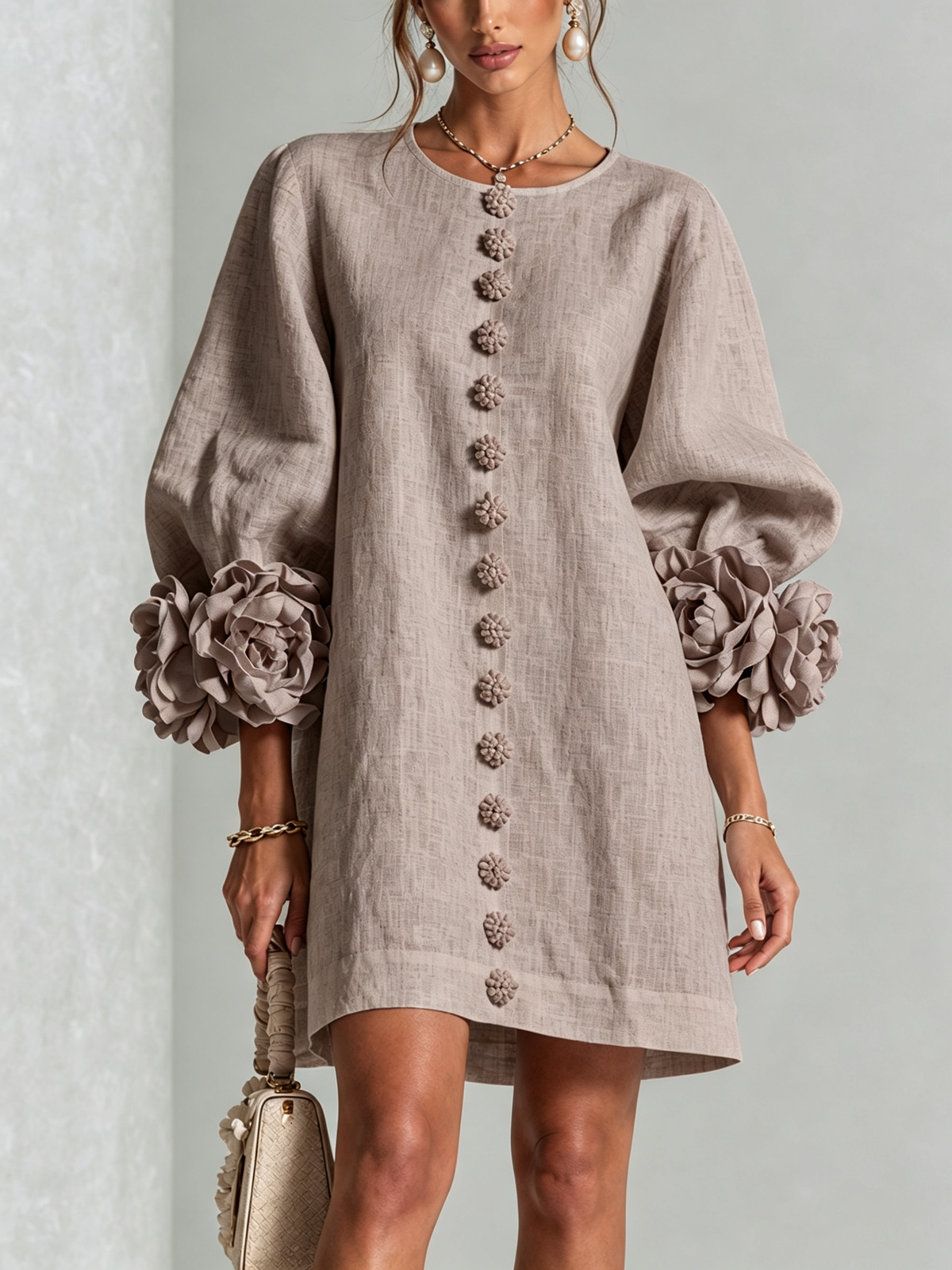 Zarelle | Women's cotton and linen mini dress – A-line cut